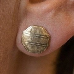 Vintage 8K Yellow Gold Octagonal Engine Turned Stud Earrings 333 Hallmark 0.5″