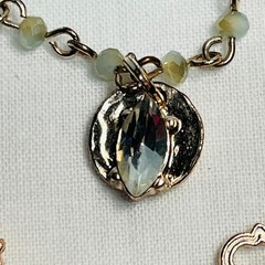 VINTAGE 1945 28 in Necklace Polished Pendant Triple Strand Gold-Tone Rhinestone