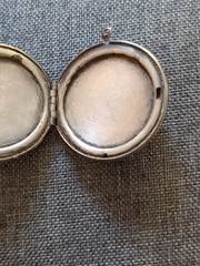 Antique Silver Tone Photo Locket Pendant Raised Silverwork Boy Girl Sweethearts