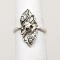 Vintage Elegant RING Silver 925 with Chic Bright Stone -size: 6.75US (17mm) #123