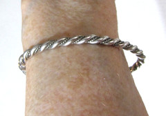 Vintage Sterling Silver Twist Rope Cuff Bracelet Minimalist Southwest Stackable