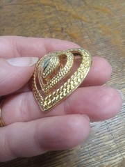 Vintage Triple Heart Brooch Pendant Gold Tone Love Pin Signed Gerry’s