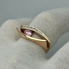 Vintage 14K 585 Rose & White Gold Ring Pink & White CZ Ukraine 6.5 US 5,56 g