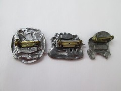 Vintage Pewter Brooches – Lot of 3 Birds and Blooms Bird Flower Chair