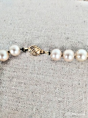 Vintage Marvella Faux Pearl Single Strand Necklace Gold Tone Swirl Clasp Closure