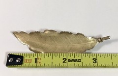 Coro Leaf Brooch Pin Vintage Brushed Gold Tone Signed 3.5 Inches