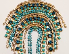 Turquoise Blue Gold Seed Bead Fringe Chandelier Earrings Elegant Boho Statement