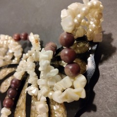 Vintage Lee Sands Mother Of Pearl Inlay with Beads Necklace 26in Statement Piece