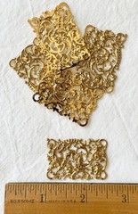 Jewelry Stamping – French raw brass connector w/14K gold plate – 12 pcs.