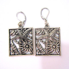 Starfish Seashell Sunflower Dangle Earrings Silver 1*2 inch