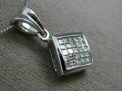 ESTATE .55CT PRINCESS DIAMOND 14KT WHITE GOLD SQUARE INVISIBLE FLOATING PENDANT