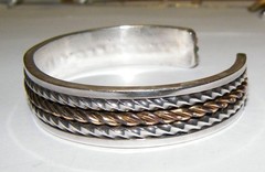 Daniel Mike Navajo Sterling Silver and Gold Filled Open Cuff Bracelet