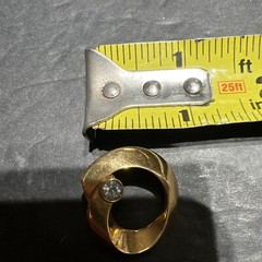 Vintage Gold Tone Pierced Earrings Shiny Round Swirl W/ Clear Rhinestone Accent