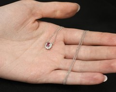 Rare 0.60ct Padparadscha Pink Sapphire 0.23ct Diamond 16 Inch Platinum Necklace
