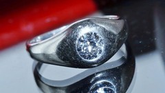 14k white gold ring 0.33ct natural diamond sz 4.5 solitaire antique 3.64gr N3622