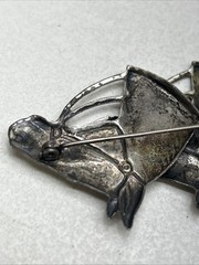 Vintage Rare Two Horse Head Brooch Pin Marked Sterling Uncas Mfg. Co.