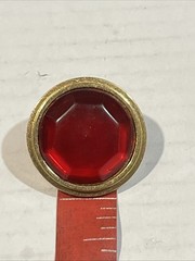 Vintage Yves Saint Laurent earrings Resin Ruby Stone Pierce Gold Tone Round