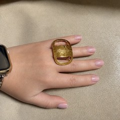 FERRAGAMO Vintage Scarf Ring Gold Tone Metal Made in Italy