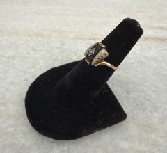 Vintage 10k Yellow Gold Diamond Art Deco Onyx Ring Size 5.25