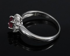 Fine 0.54ct Padparadscha Sapphire & 0.15ct Diamond Platinum Ring Size 7.5, 4.62g