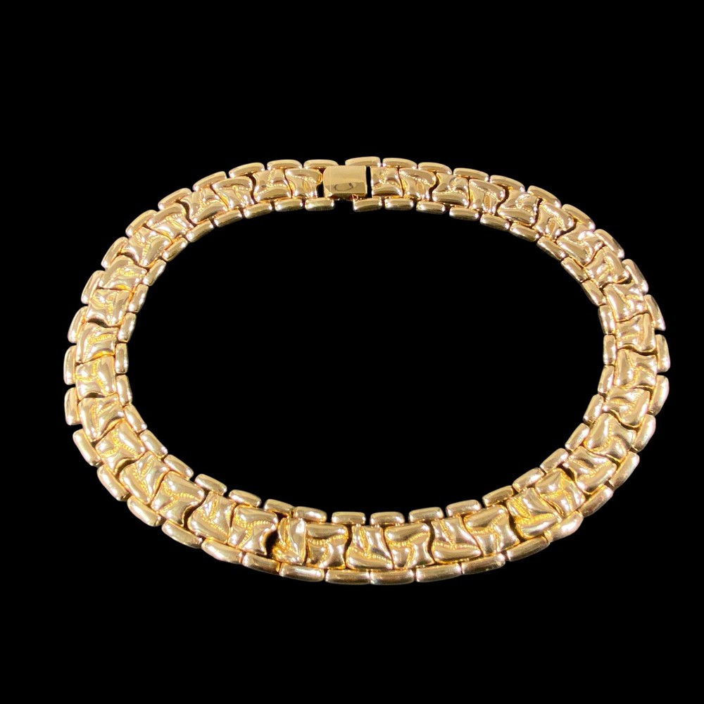 Vintage Gold Tone Linked Choker Collar Statement Necklace 12 in