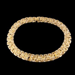 Vintage Gold Tone Linked Choker Collar Statement Necklace 12 in