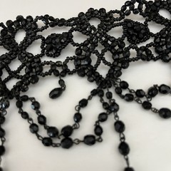 Vintage Anouska Hempel Black Glass Bead Choker Necklace Victorian Gothic