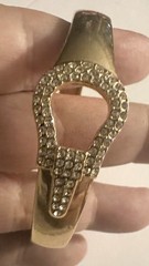 Vintage Tension Bangle Bracelet Cuff w/Crystals Horse Bit/Stirrup Equestrian