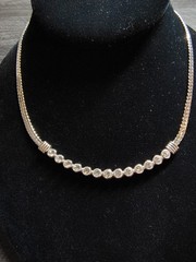 1990s Swarovski Silver-tone Collar Necklace Featuring Clear Rhinestones.