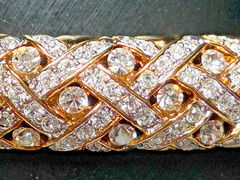 Rare Glamorous Swarovski Pave Crystal Crisscrossed Weave Pattern Bangle Bracelet