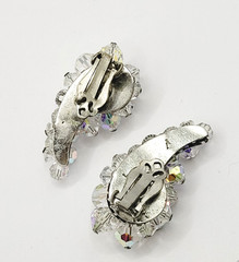 Cluster Climber AB Crystal Sparkly Elegance Silver Tone Vintage Clip on Earrings
