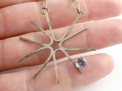 Vintage Sterling Silver Pale Purple Sapphire Star Pendant Necklace 7.6g 24 Inch