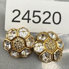 Vintage Swarovski Earrings Rhinestone Clip Ons Honeycomb