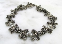 SAKI Vintage Sterling Silver Textured Bracelet & Necklace Set ~ 74grams ~ 7-A369