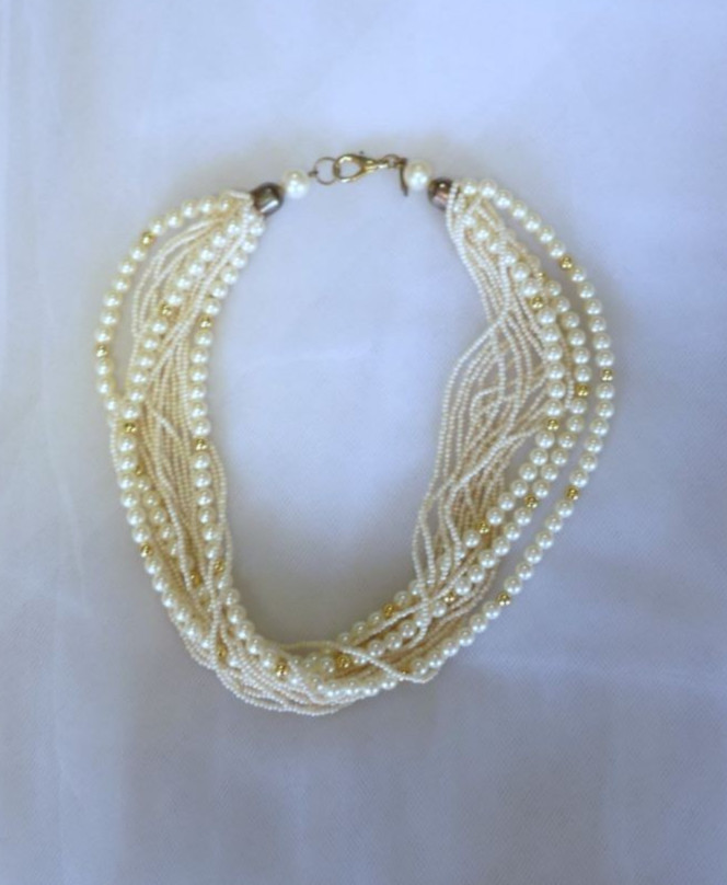 Vintage Herguz Faux Pearl Multi Strand 16″ Choker PETITE Necklace