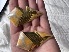 VTG Signed Edgar Berebi 1980s Modern Enamel Geometric Earrings Art Deco Revival
