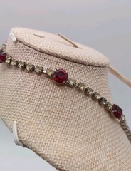 Vintage Kramer NY Red Rhinestone Statement Necklace Hollywood Regency Signed MCM