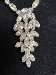 Vintage Weiss 3 Piece necklace and earring set Clear Round & Marquise rhinestone
