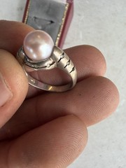 Vintage Genuine Natural Pearl Sterling Silver Hand Crafted Dome Ring SZ 6.5 YT8