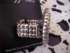 Costume Jewelry Ring Sapphire Silvertone Rhinestones Stretchable Band New