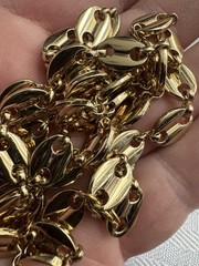 Gold Tone Oval Link Necklace Vintage Polished Link Chain Minimalist Classic 20”