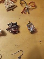 Lot Of 7 Vintage Christmas Brooches Bells Trees Candy Cane