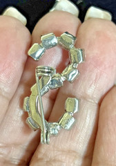 Vintage Rhinestone Letter [S] Silver Tone Pin Brooch 1.25in
