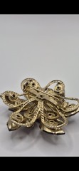 Vintage Signed Judy Lee Purple Marquise Rhinestone Flower Brooch Gold Tone Pin