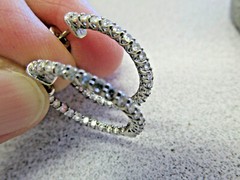 1.35 ctw VS1- VS2-G/H Diamond Hoop Earrings 14k White Gold 1 inch Make Offer