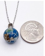 VTG 925 Sterling Silver Small 1/2″ Globe Necklace Earth World Pendant Marked KC