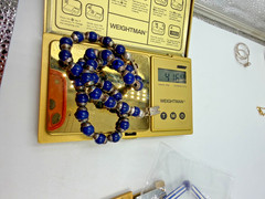 JMS Taxco Necklace Lapis Lazuli Blue Bead Stone Mexico Push Clasp 16 inches
