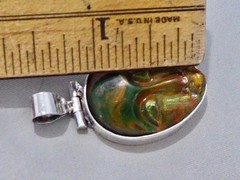 VINTAGE STERLING SILVER 925 RAINBOW LABRADORITE CARVED FACE PENDANT 1 3/4″