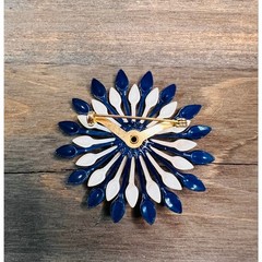 Vintage 1960s red, white, and blue enamel flower brooch