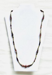 Vtg Red Jasper Varied Bead Necklace Gold Tone Spacers Gold Filled Clasp 15” Drop